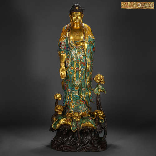 A Cloisonne Enamel Statue of Sakyamuni, Qing Dynasty