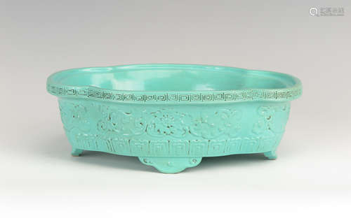 Turquoise Glaze Dragon Begonia-Shape Pot