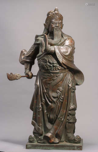 Silver Inlaid Copper Alloy Figure of Guangong