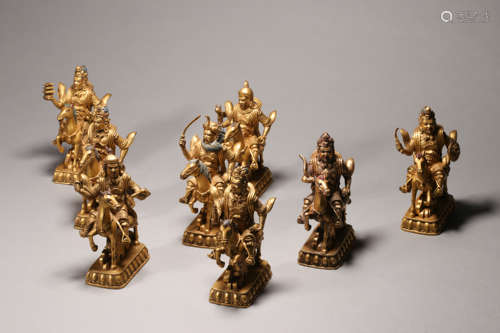 Set of Gilt-Bronze Figures of Jambhala