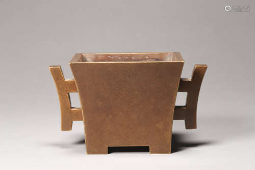 Bronze Squared Double-Eared Censer