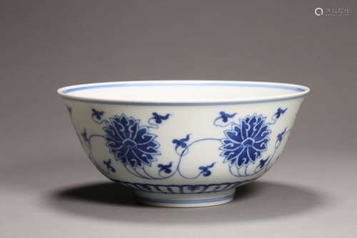 Blue and White Interlocking Lotus Bowl