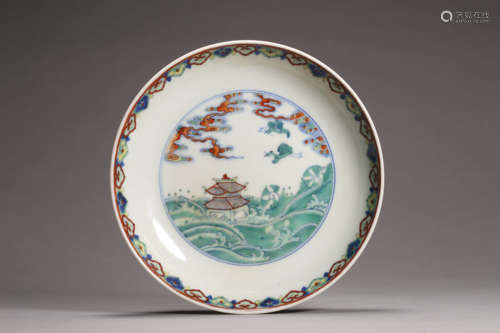 Doucai Glaze Longevity Plate