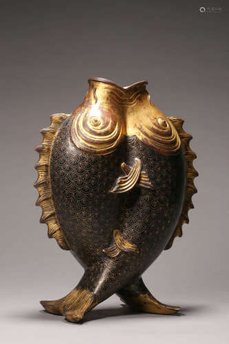 Cloisonne Enamel Twin-Fishes Vase