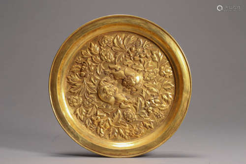 Silver Gilding Twin-Lions Plate