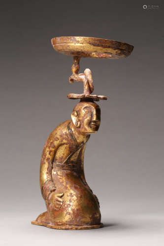 Gold Made Figural Oil Lamp