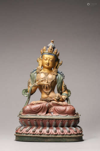 Painted and Gilt-Bronze Painted Figure of Vajrasattva