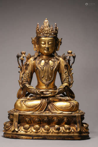 Gilt-Bronze Figure of Seated Avalokitesvara
