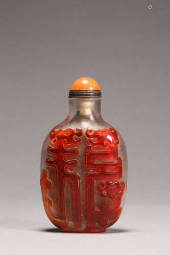 Red Glassware Chilong Snuff Bottle