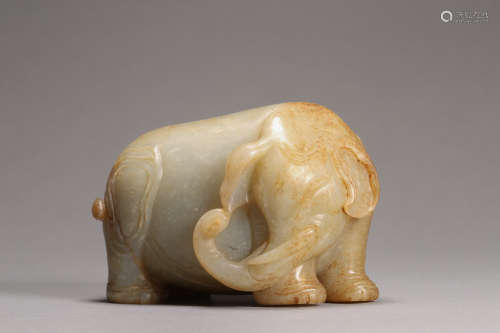 White Jade Carving of An Elephant