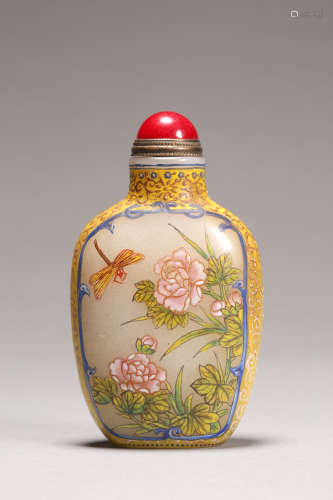 Painted Glassware Floral Snuff Bottle