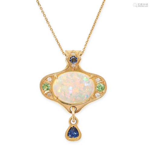 ATELIER NAKA YAMA, AN OPAL, DIAMOND, SAPPHIRE AND GREEN GARN...