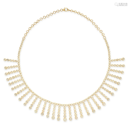 A DIAMOND FRINGE NECKLACE in 9ct yellow gold, chain set with...