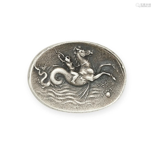 NO RESERVE - A SILVER CAMEO depicting Cupid riding a seahors...