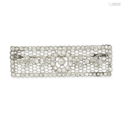 AN EDWARDIAN DIAMOND PLAQUE BROOCH the rectangular body in o...