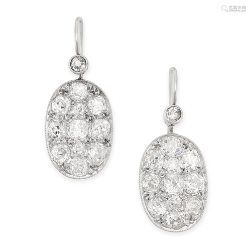 A PAIR OF DIAMOND DROP EARRINGS each comprising an old cut d...