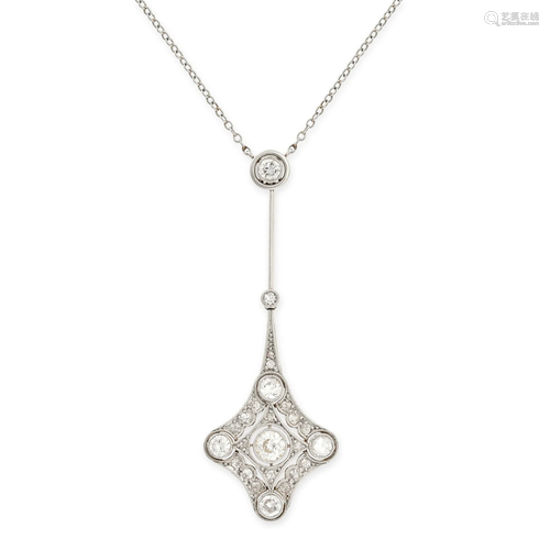 AN ANTIQUE DIAMOND PENDANT NECKLACE, EARLY 20TH CENTURY in y...