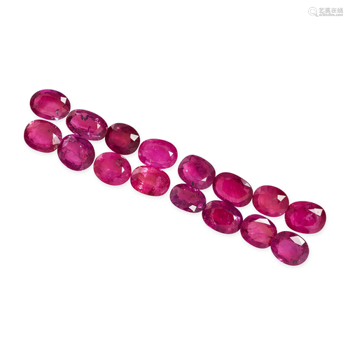 A SELECTION OF UNMOUNTED RUBIES cushion and oval cut, 11.20 ...