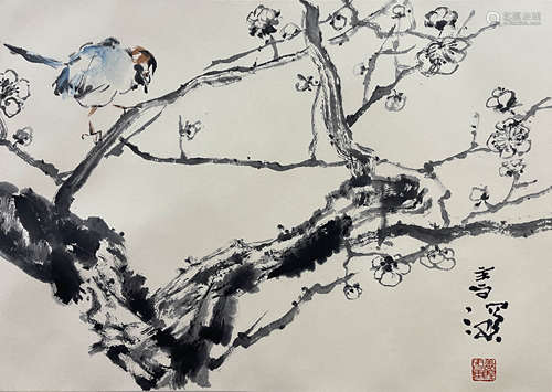 杨善深 梅花单鸟 镜心 纸本