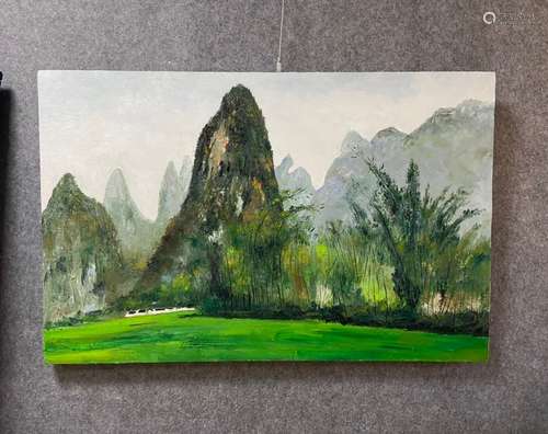 吴冠中 油画风景 設色画布 画框