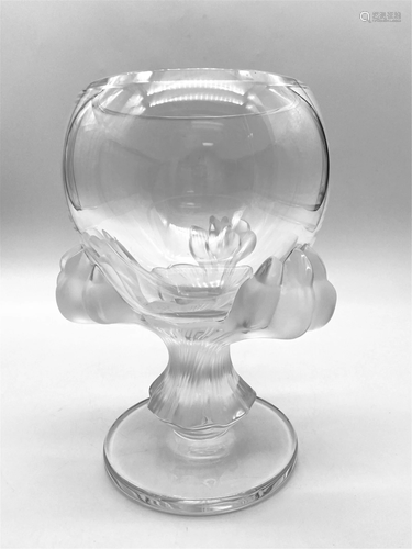 Lalique Crystal Bagheera Goblet Vase