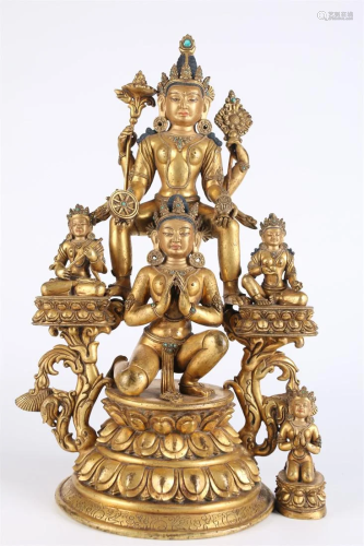 A KASHMIR GILT Bronze BUDDHA STATUE.