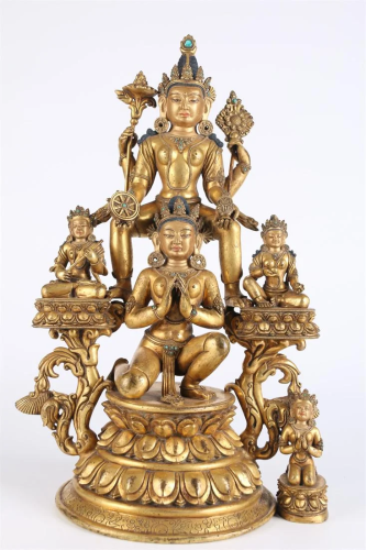 A KASHMIR GILT Bronze BUDDHA STATUE.