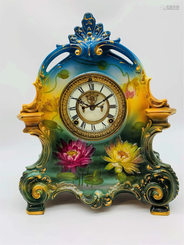 Ansonia Royal Bonn Porcelain Mantel Clock