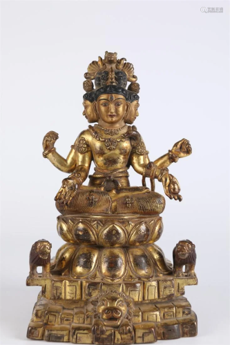 A KASHMIR GILT Bronze SIWATE BUDDHA STATUE.