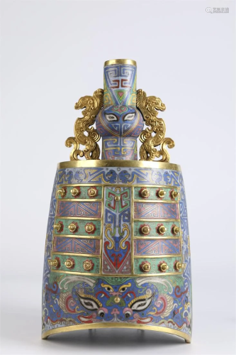 A GILT Bronze CLOISONNE FLAT BELL.