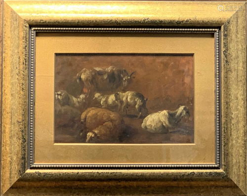 Attrib: Rosa Marie Bonheur Oil On Board "Sheep"