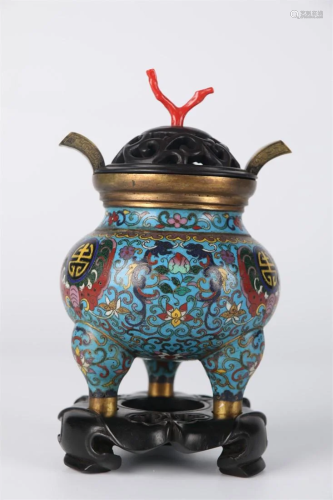 A GILT Bronze CLOISONNE INCENSE BURNER.