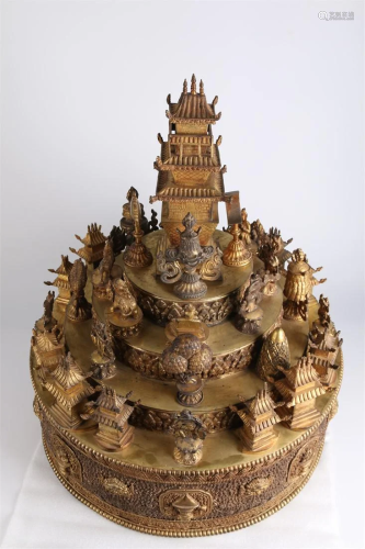 A GILT Bronze BUDDHIST MANDALA.