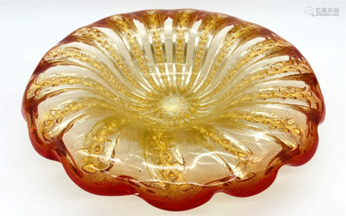 Barovier & Toso Cordonato Oro Art Glass Bowl