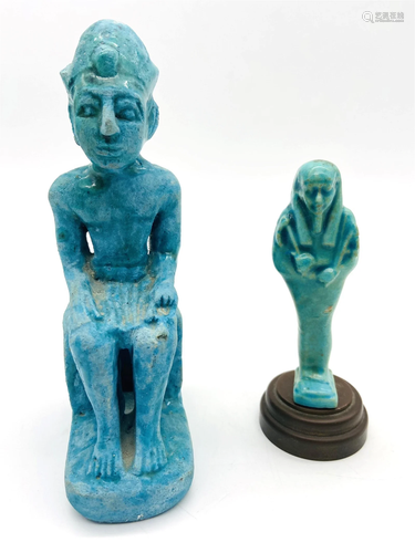 2 Ancient Egyptian Faience Shabti Figures