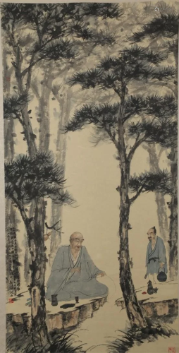 A FIGURE PAINTING ON PAPER BY FU BAOSHI.