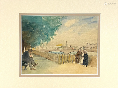 Style Of Signac French School W/C "The Seine"