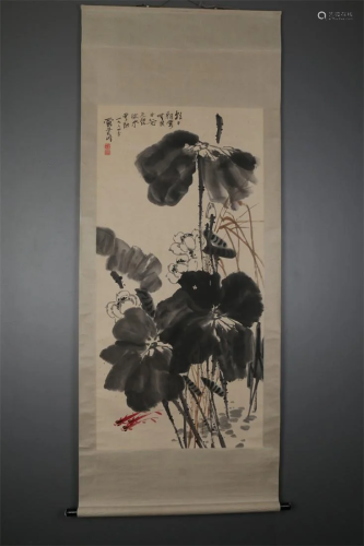 A FLOWERS AND BIRDS PAINTING BY PAN TIANSHOU.