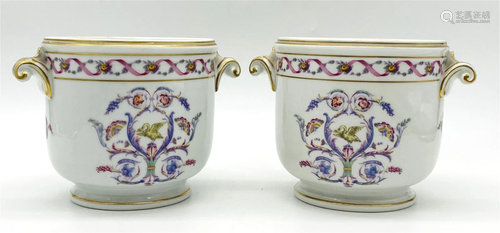 Pair Ginori Rapallo Porcelain Cachepots