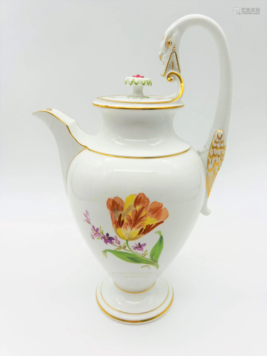 Antique Meissen Swan Handle Coffee Pot