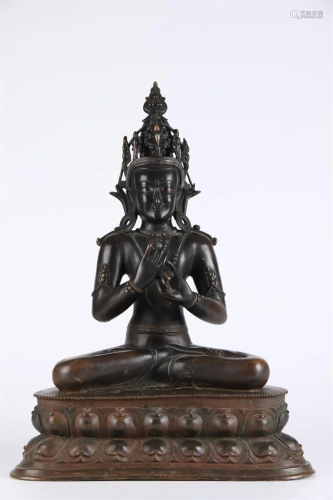 A KASHMIR Bronze BUDDHA STATUE.