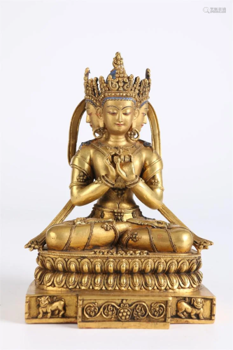 A GILT Bronze VAJRAPANI BUDDHA STATUE.
