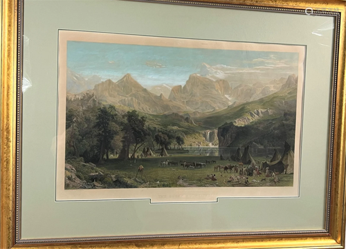 Albert Bierstadt Engraving "The Rocky Mountains"