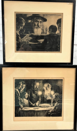 2 Julius C. Turner Judaica Etchings