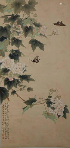 A FLOWERS AND BIRDS PAINTING BY YU ZHIZHEN.