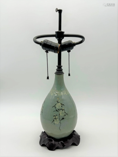 Antique Korean Celadon Vase As Lamp