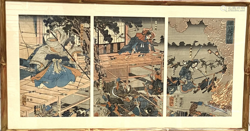 Utigawa Yoshitora Color Woodblock Triptych