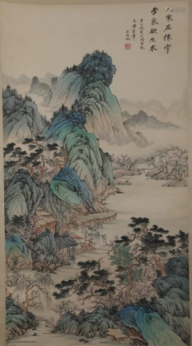 A LANDSCAPE PAINTING ON PAPER BY WU HUFAN.