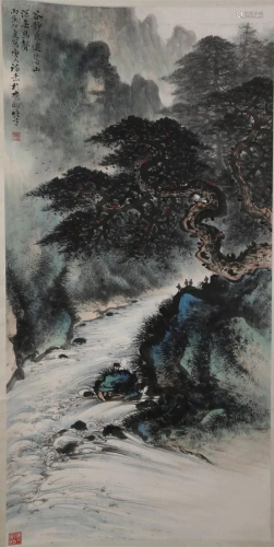 A LANDSCAPE PAINTING ON PAPER BY LI XIONGCAI.