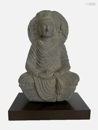 A Gray Schist Figure of Buddha, ca 2nd - 3rd century